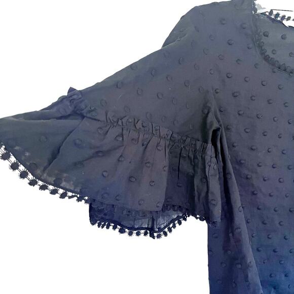 See by Chloe Black Embroidered Flare Sleeve Blouse size XS - Picture 6 of 10